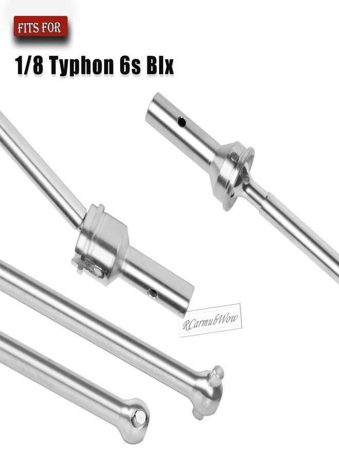 RCarmubWow RC Axles Widen Driveshafts Upgrades Part for 1/8 Typhon 6S,Steel #45 Front Rear Drive Shafts,Center CVD Dogbone,Diff Outdrives,Silver - Image 2